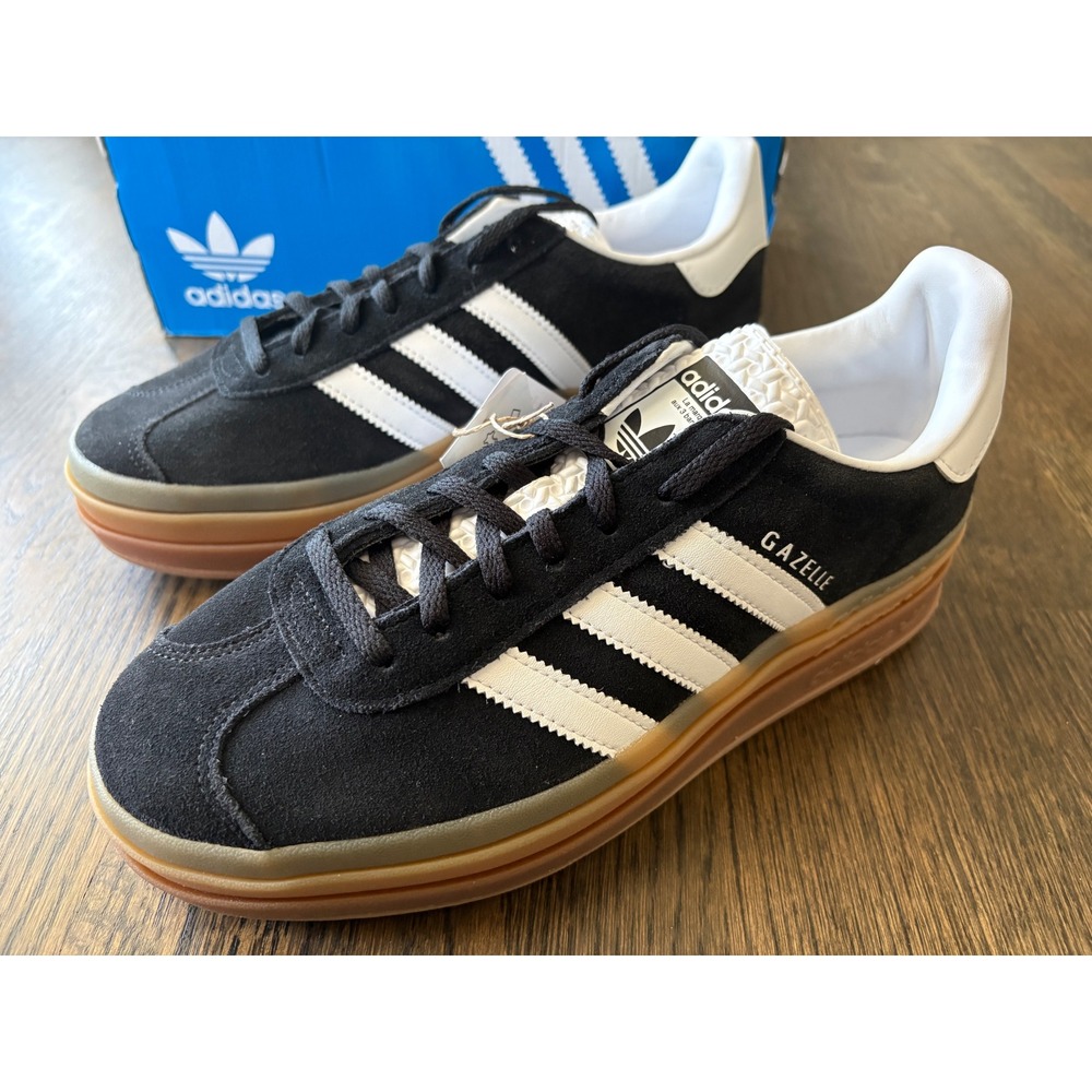 Adidas Gazelle Bold W Platform Sneakers Womens Size 9.5 Mens 8 Black White Gum